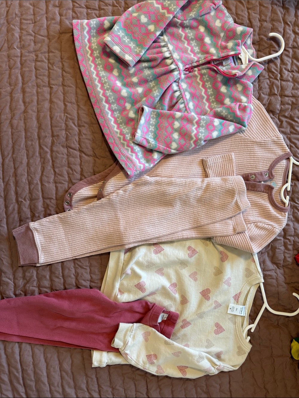 Multiples Girls Pink and Cream Pajama Set - Patterned Sleepwear